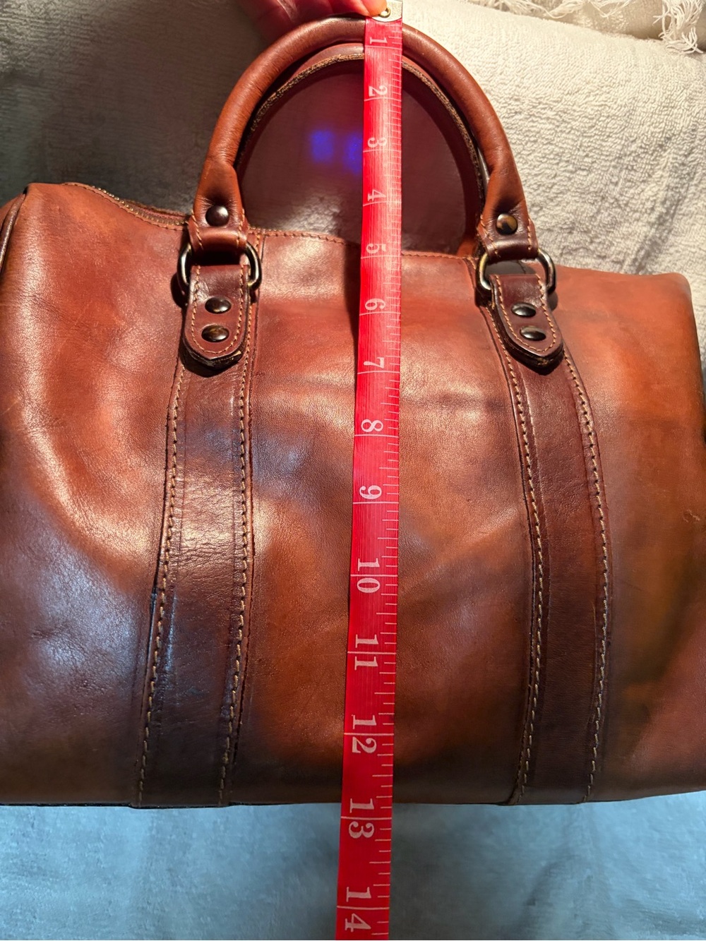 Structured Brown Leather Satchel with Detachable Strap - Picture 13 of 15